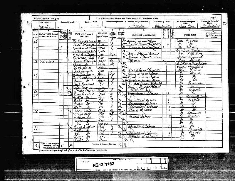 Rippington (Ann Sims) 1891 Census